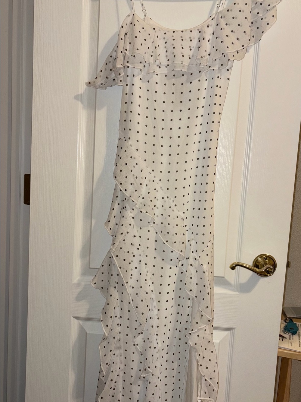 wild fable White One-Shoulder Polka Dot Maxi Dress